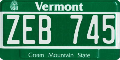 VT license plate ZEB745