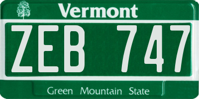 VT license plate ZEB747