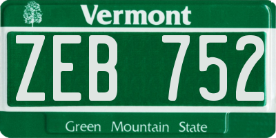 VT license plate ZEB752