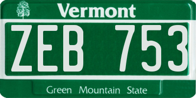 VT license plate ZEB753