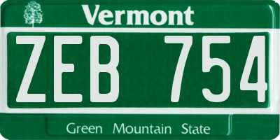 VT license plate ZEB754
