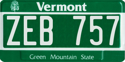 VT license plate ZEB757