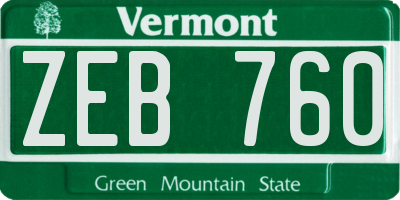 VT license plate ZEB760