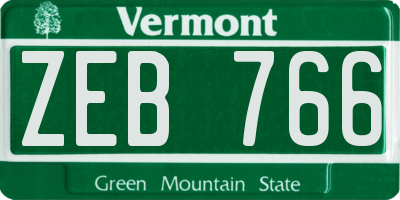 VT license plate ZEB766