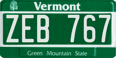 VT license plate ZEB767