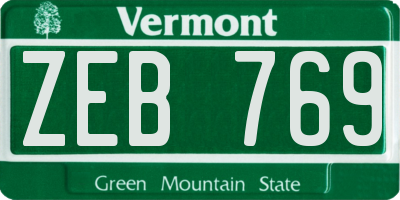 VT license plate ZEB769
