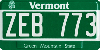 VT license plate ZEB773