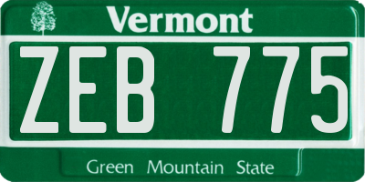 VT license plate ZEB775