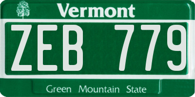 VT license plate ZEB779