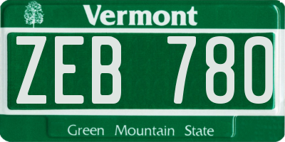 VT license plate ZEB780