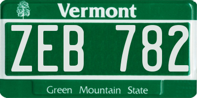 VT license plate ZEB782