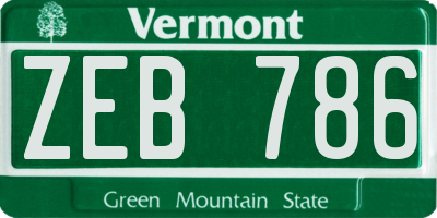 VT license plate ZEB786