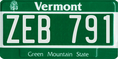 VT license plate ZEB791