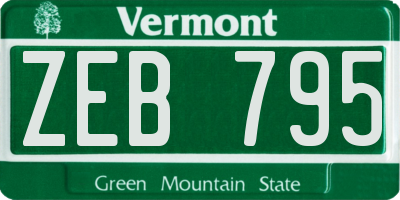 VT license plate ZEB795