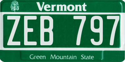 VT license plate ZEB797