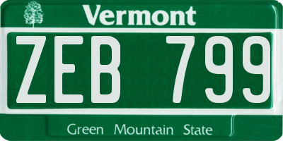 VT license plate ZEB799