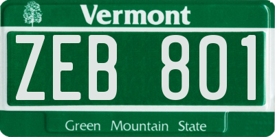 VT license plate ZEB801