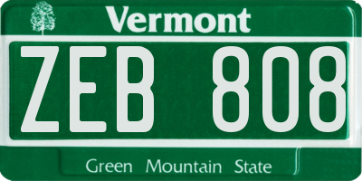 VT license plate ZEB808