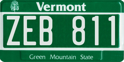 VT license plate ZEB811
