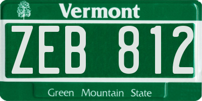 VT license plate ZEB812