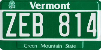 VT license plate ZEB814