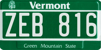 VT license plate ZEB816