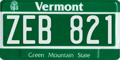 VT license plate ZEB821
