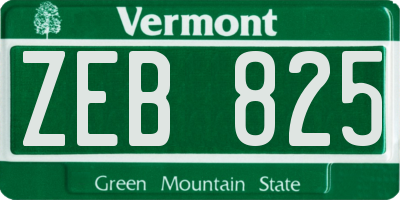 VT license plate ZEB825