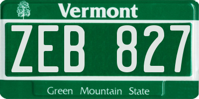 VT license plate ZEB827