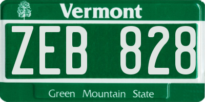 VT license plate ZEB828