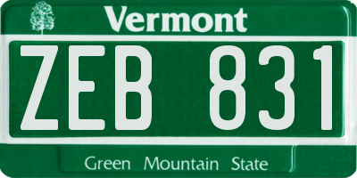 VT license plate ZEB831