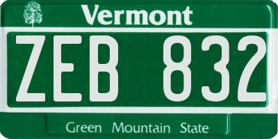 VT license plate ZEB832
