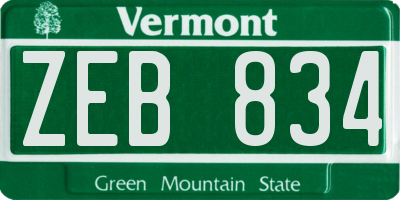 VT license plate ZEB834