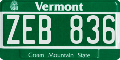 VT license plate ZEB836