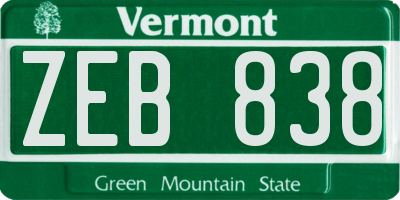 VT license plate ZEB838
