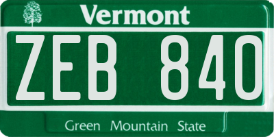 VT license plate ZEB840