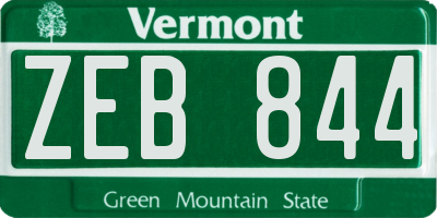 VT license plate ZEB844
