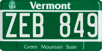 VT license plate ZEB849