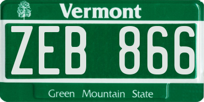 VT license plate ZEB866
