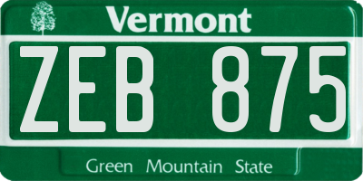 VT license plate ZEB875