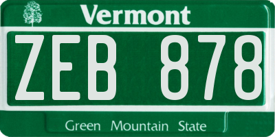 VT license plate ZEB878