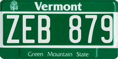VT license plate ZEB879