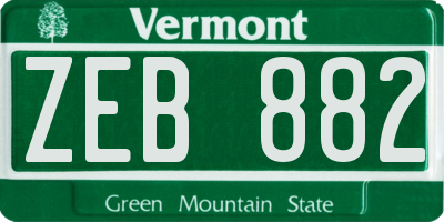 VT license plate ZEB882