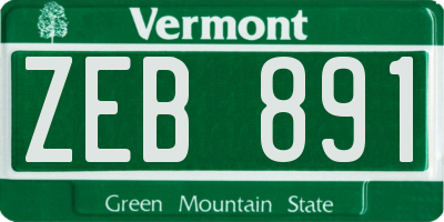 VT license plate ZEB891