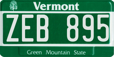 VT license plate ZEB895