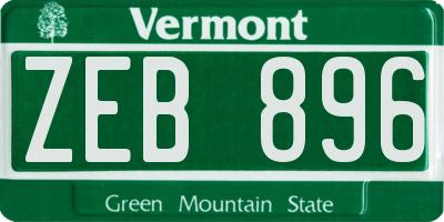 VT license plate ZEB896