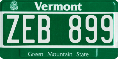 VT license plate ZEB899