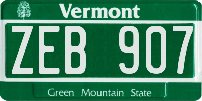 VT license plate ZEB907