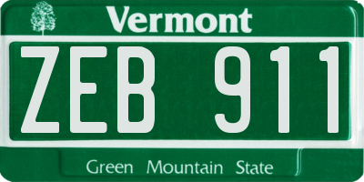 VT license plate ZEB911