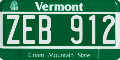 VT license plate ZEB912